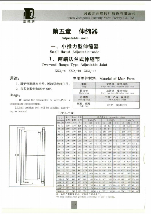 SSQ型小推力式伸缩接头